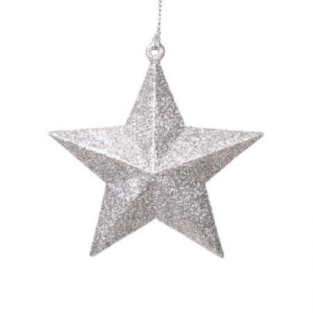 Елочная игрушка Звезда пластик серебристая (высота 10 см)